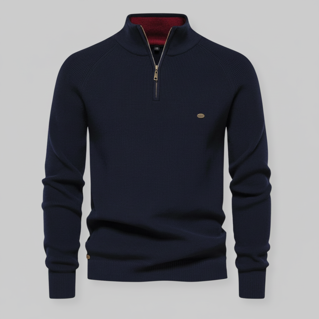 Men's Black Half-Zip Jumper | Slim Fit Knitwear