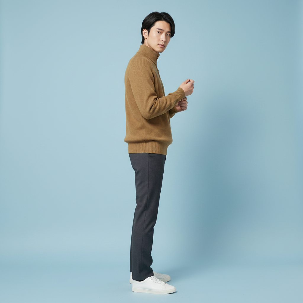 Men's Black Half-Zip Jumper | Slim Fit Knitwear
