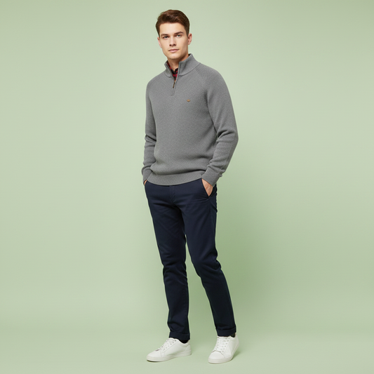 Men's Black Half-Zip Jumper | Slim Fit Knitwear
