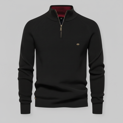 Men's Black Half-Zip Jumper | Slim Fit Knitwear
