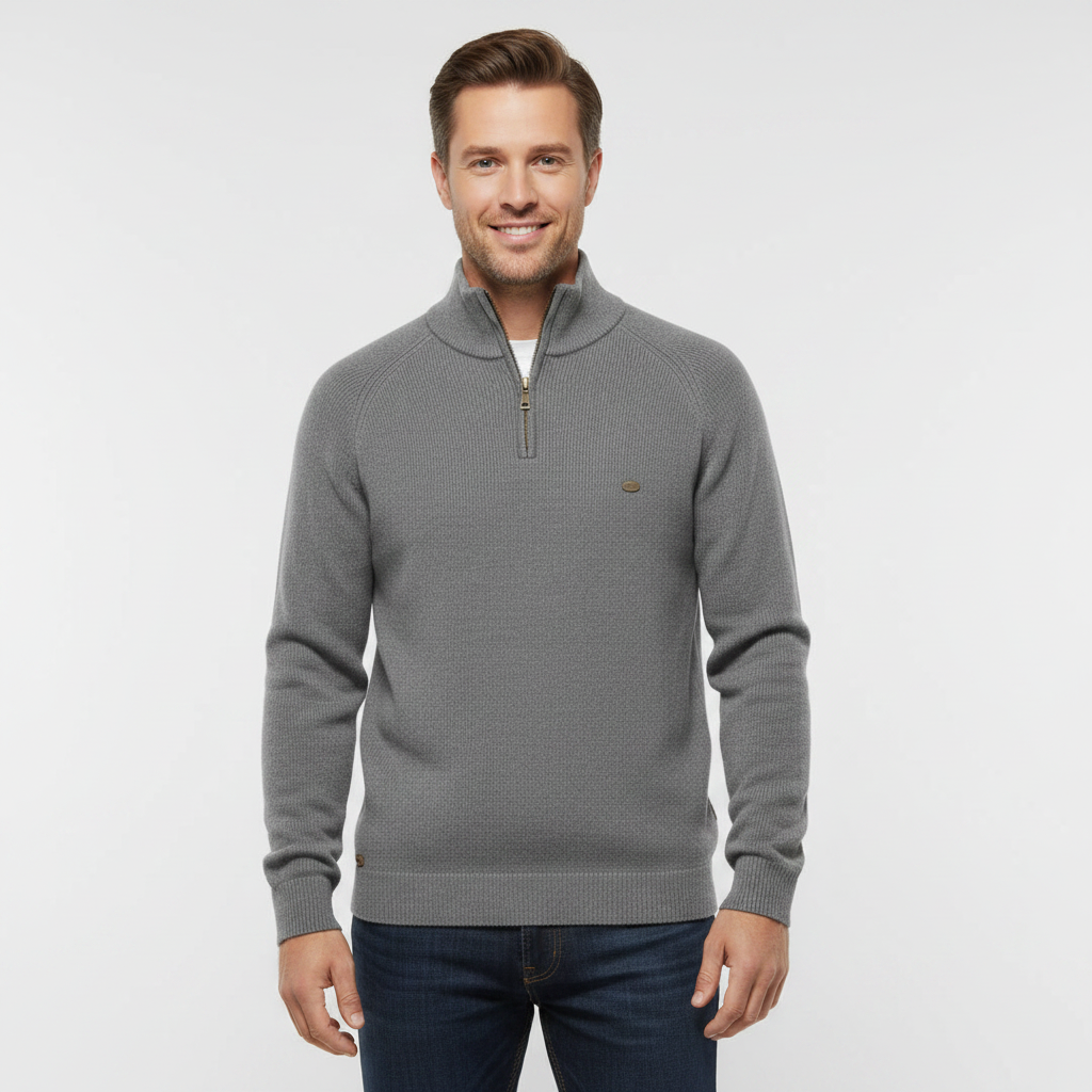 Men's Black Half-Zip Jumper | Slim Fit Knitwear