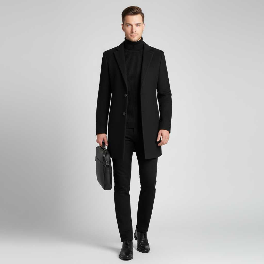 Men's Notched Lapel Overcoat | Stylish Winter Coat