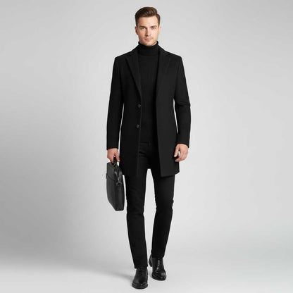 Men's Notched Lapel Overcoat | Stylish Winter Coat