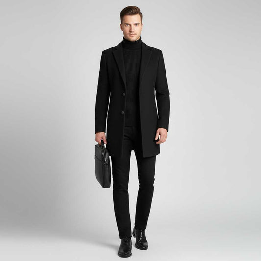 Men's Notched Lapel Overcoat | Stylish Winter Coat