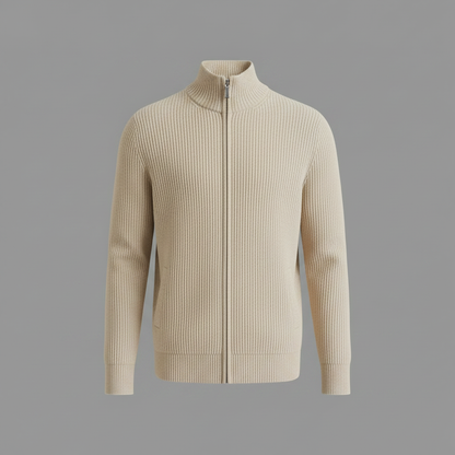 Men's Slim Fit Zip Cardigan | Ribbed Knit Design