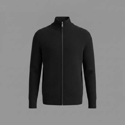 Men's Slim Fit Zip Cardigan | Ribbed Knit Design