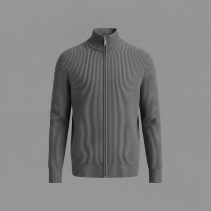 Men's Slim Fit Zip Cardigan | Ribbed Knit Design