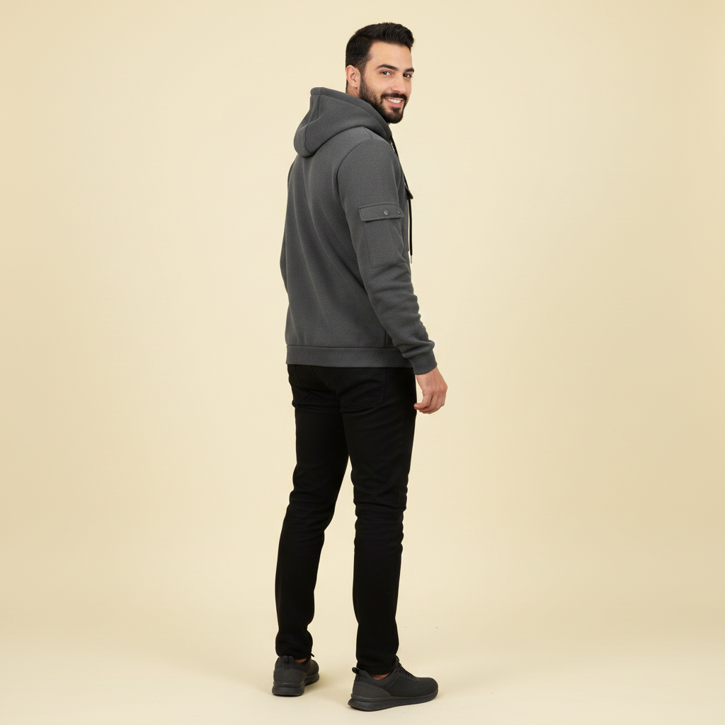 Men's Utility Zip-Up Hoodie | Casual Sweatshirt for Men