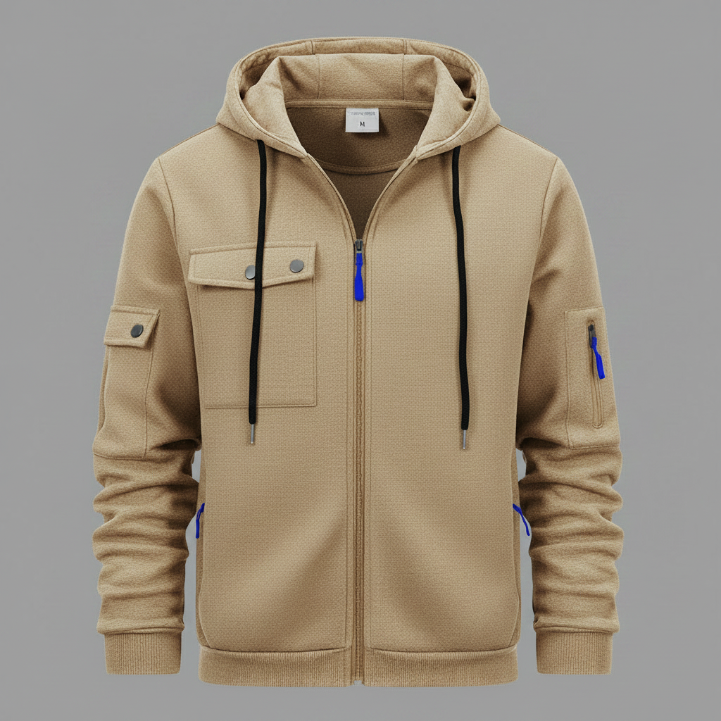 Men's Utility Zip-Up Hoodie | Casual Sweatshirt for Men
