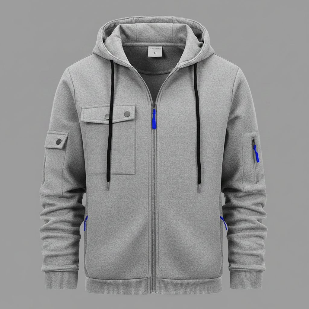 Men's Utility Zip-Up Hoodie | Casual Sweatshirt for Men