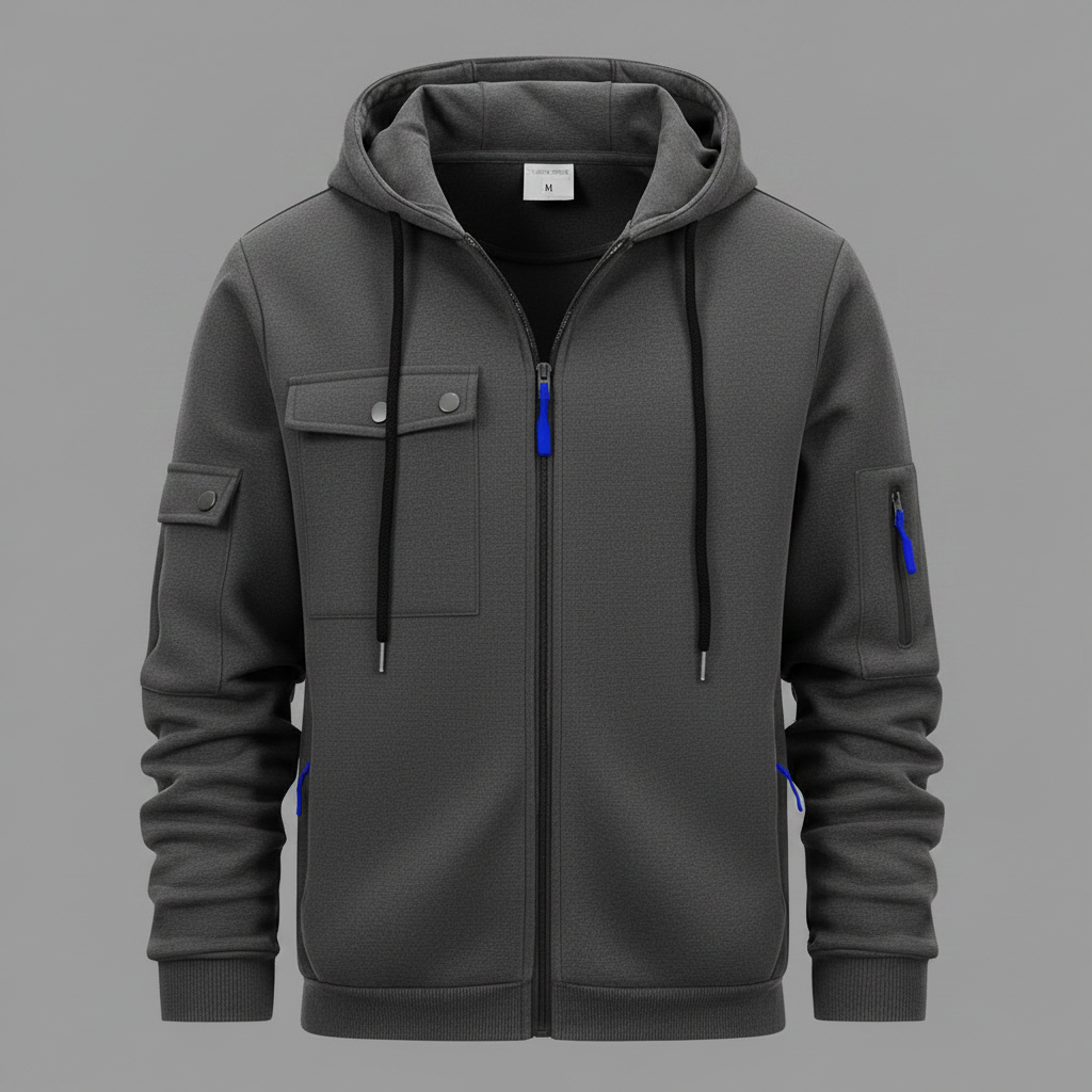 Men's Utility Zip-Up Hoodie | Casual Sweatshirt for Men