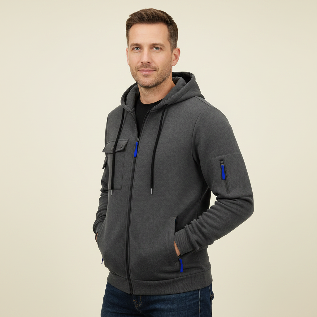Men's Utility Zip-Up Hoodie | Casual Sweatshirt for Men