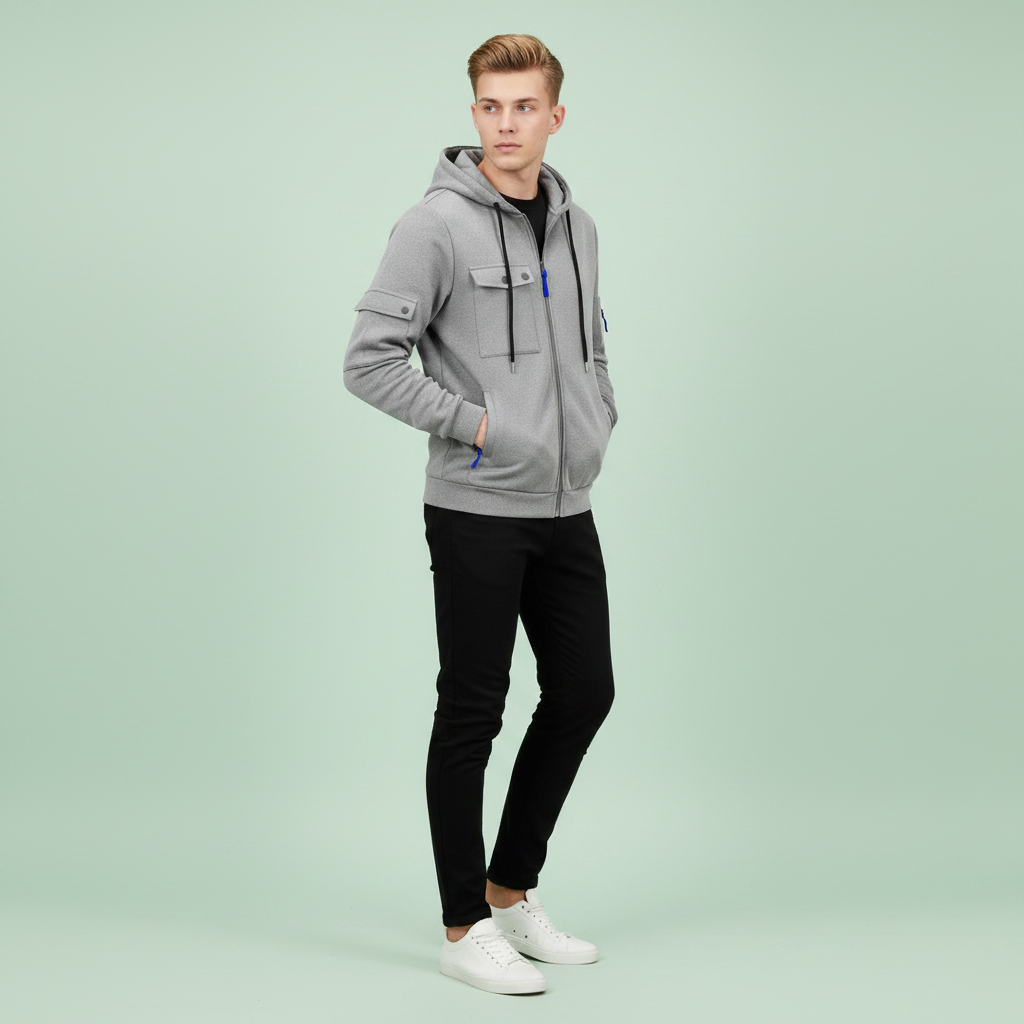 Men's Utility Zip-Up Hoodie | Casual Sweatshirt for Men