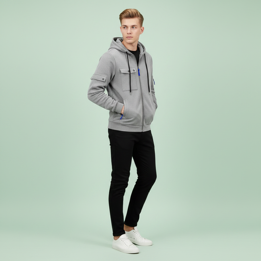 Men's Utility Zip-Up Hoodie | Casual Sweatshirt for Men
