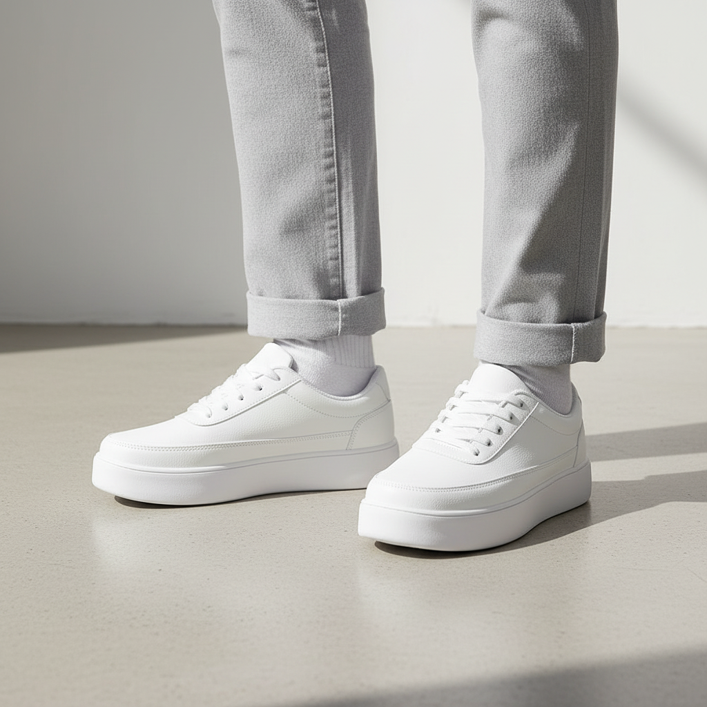 Men's White Platform Sneakers | Casual Trainers