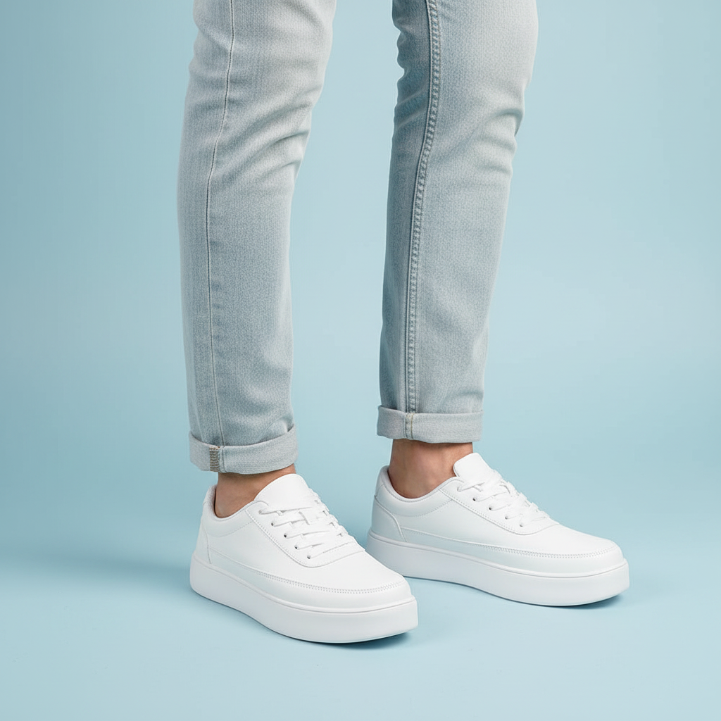 Men's White Platform Sneakers | Casual Trainers