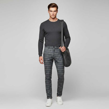 Sasha Checked Chinos | Men's Trousers for Casual Style
