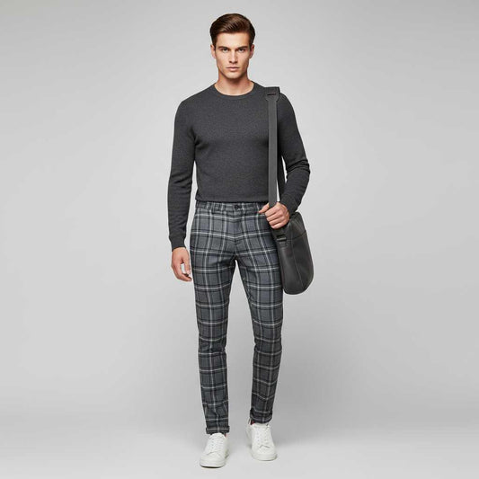 Sasha Checked Chinos | Men's Trousers for Casual Style